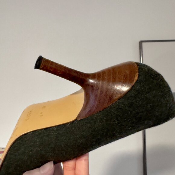 TOM FORD era GUCCI Forrest green wool pointy toe pumps 8.5 - Picture 6 of 8